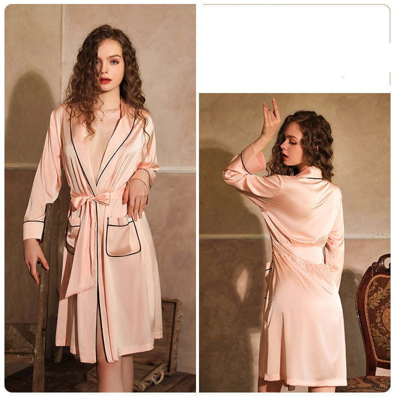 Imitation Silk Nightgown Bathrobe Home Service