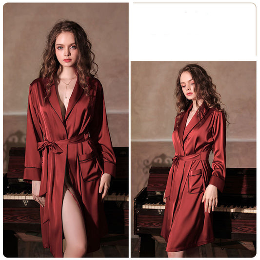 Imitation Silk Nightgown Bathrobe Home Service