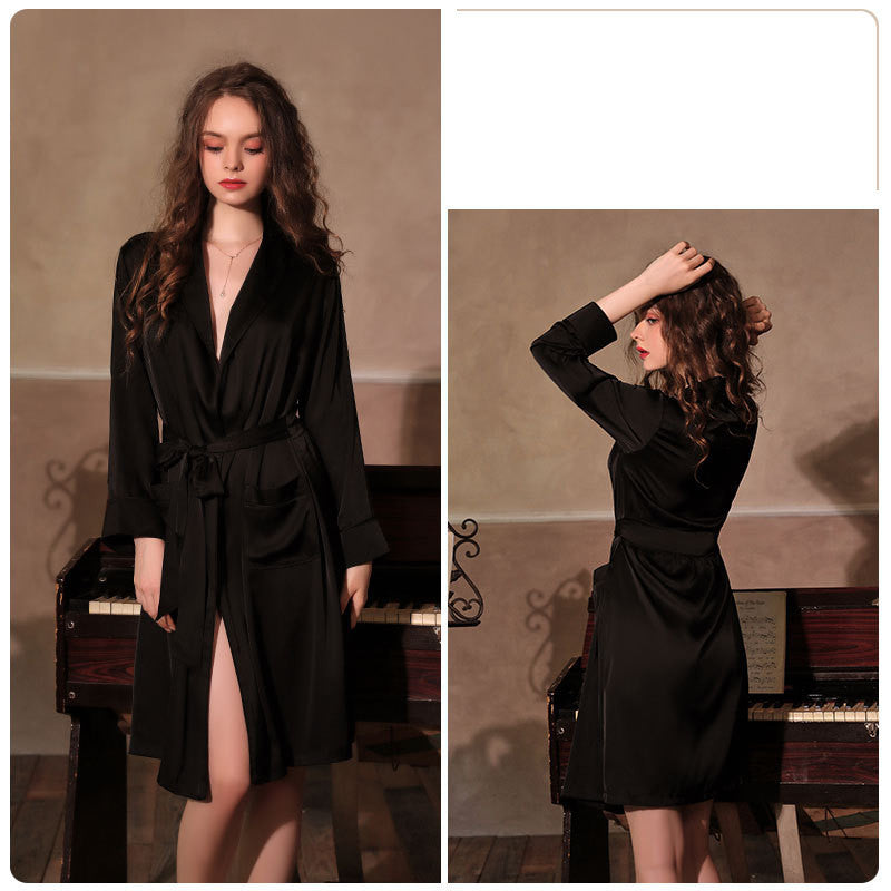 Imitation Silk Nightgown Bathrobe Home Service