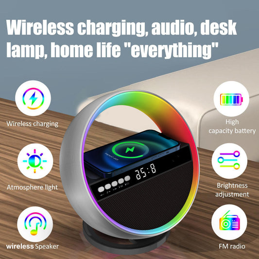 2024 New Multifunction RGB Night Light Wireless Charger Bluetooth-compatible Speaker Large G Ambience Light Home Decor