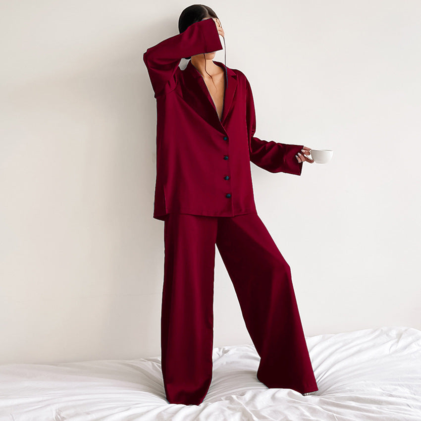 Women's Home  Silk Pure Color Pajamas